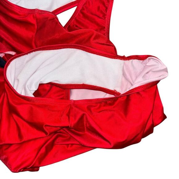 Texas One Piece Red Swimsuit Women’s L Lone Star Americana Swim Beach Vacation - Picture 8 of 10